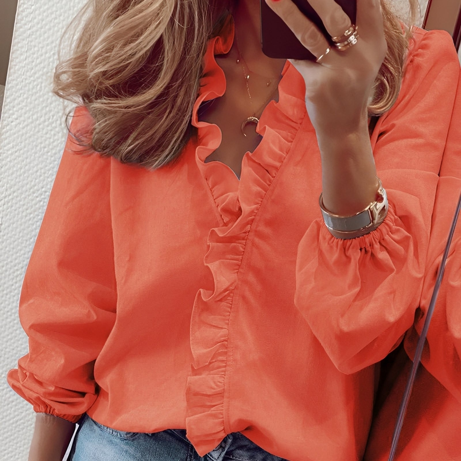 Martha - Blouse élégante à volants avec col en V pour femmes