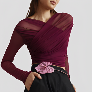 Cara - Élégante blouse avec manches longues plissées