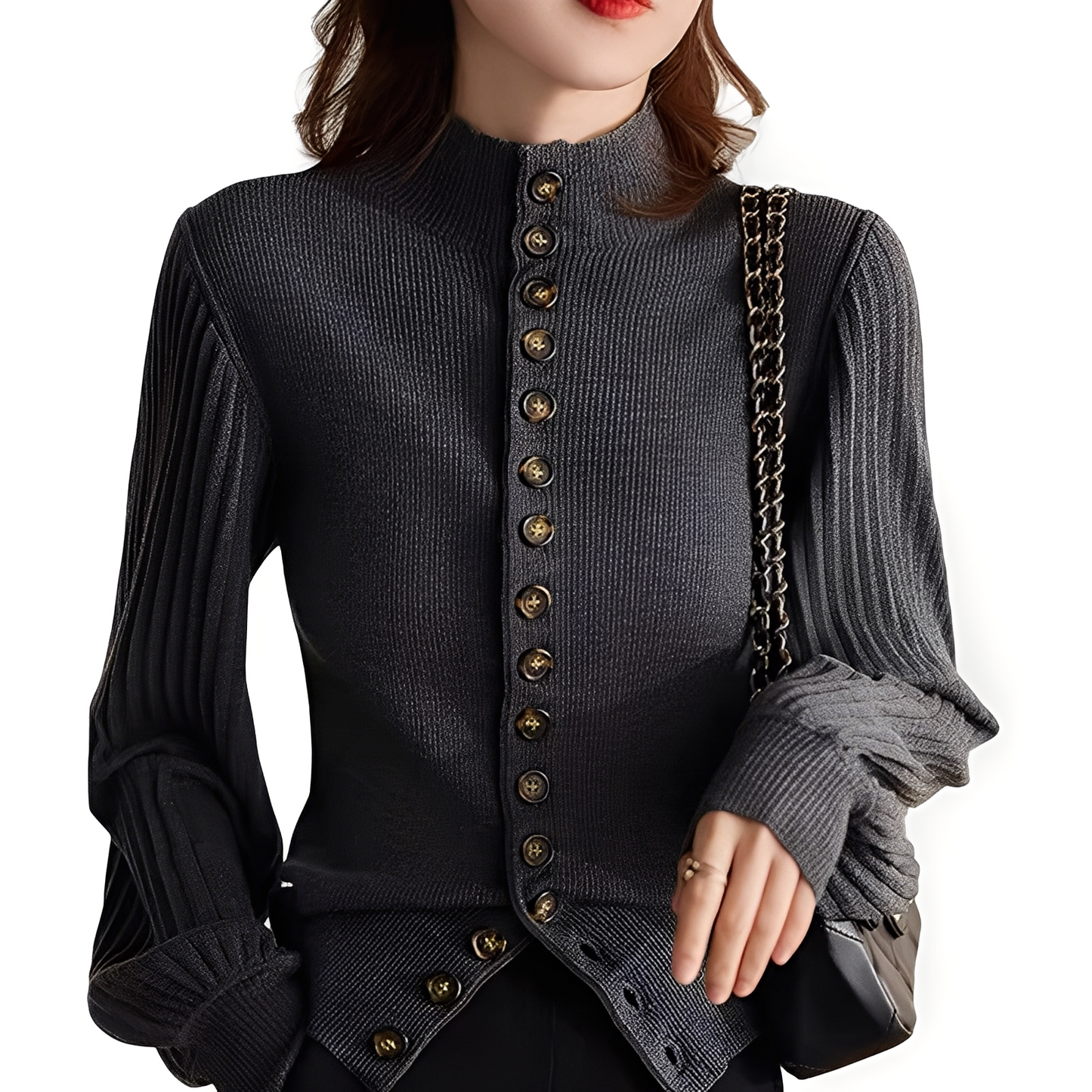 Adelyn - Pull-over décontracté pour femmes avec manches bouffantes