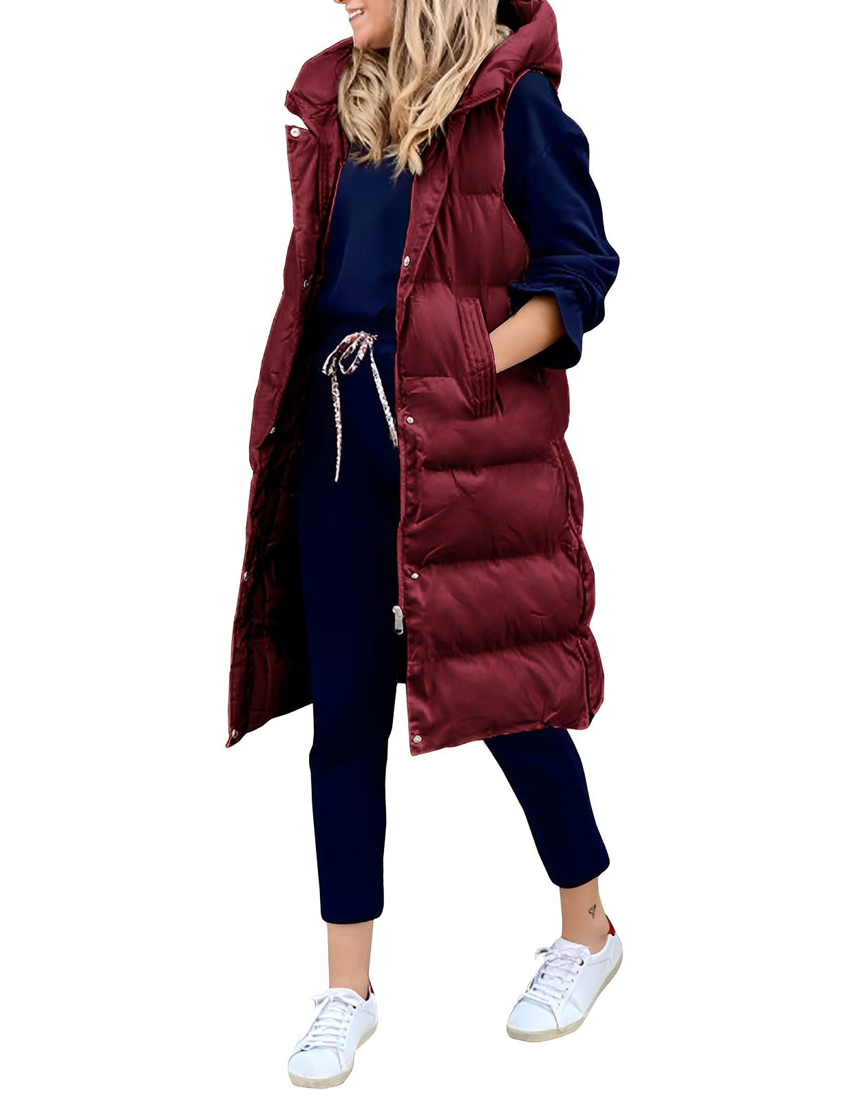 Amilia - Élégant manteau-veste long sans manches pour femmes