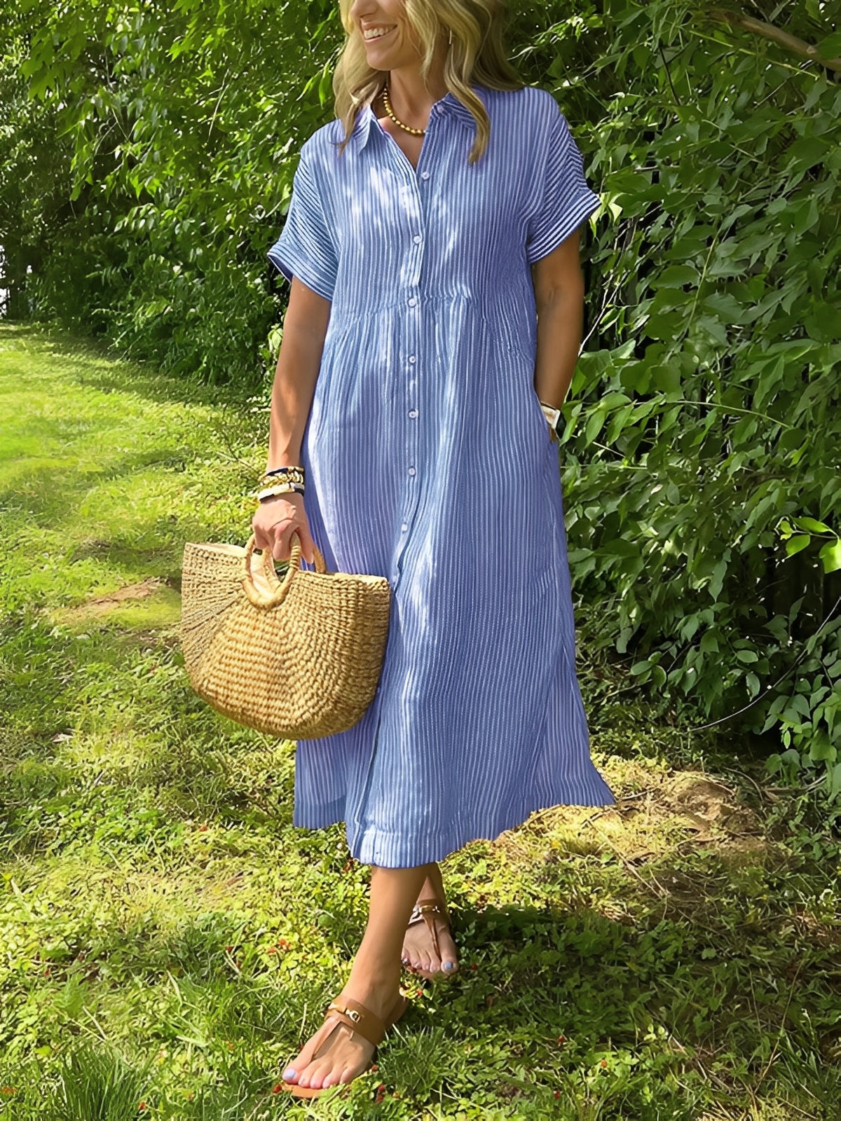 Alana - Robe-chemise rayée décontractée pour femmes