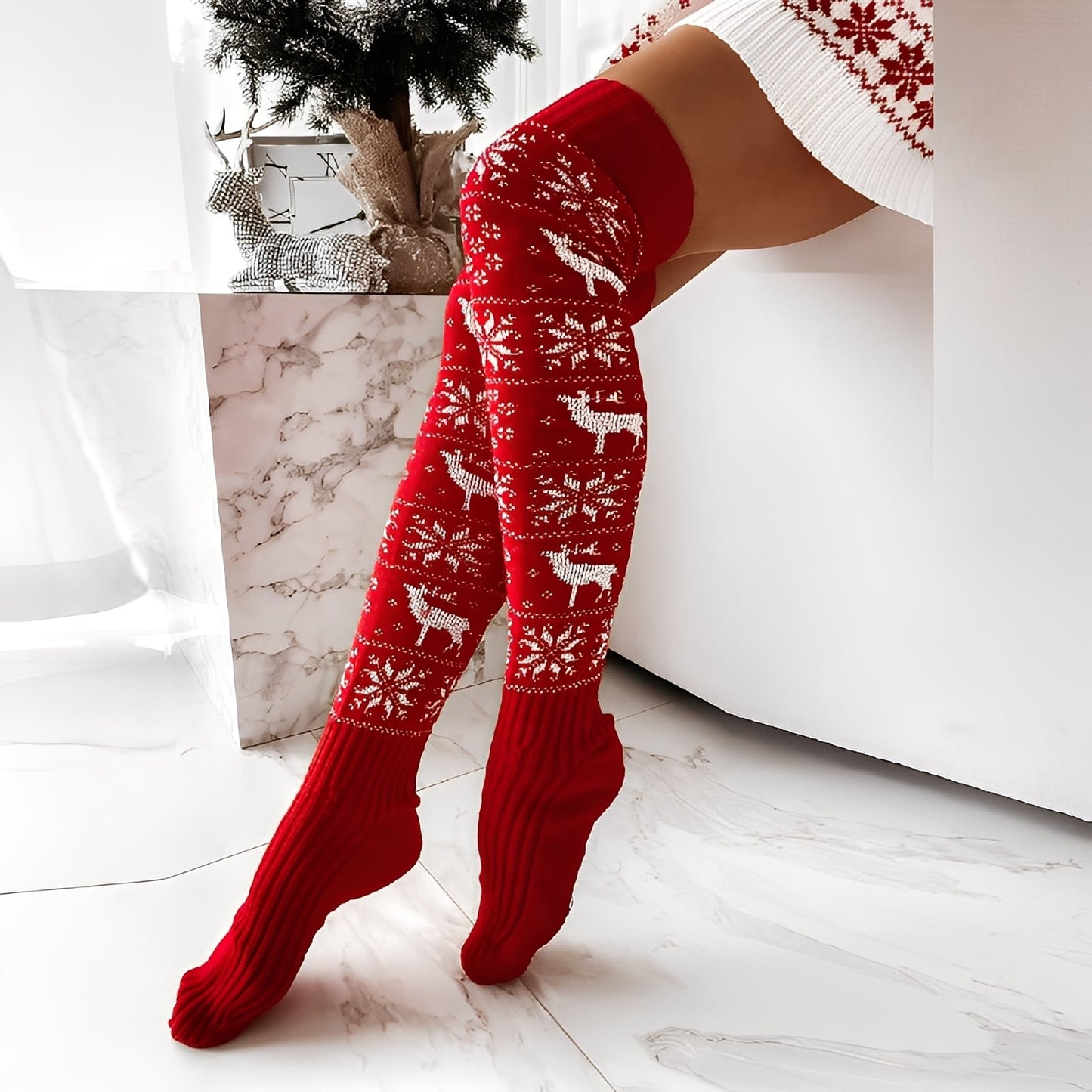 Carol - Chaussettes de Noël élégantes pour femmes, tricotées