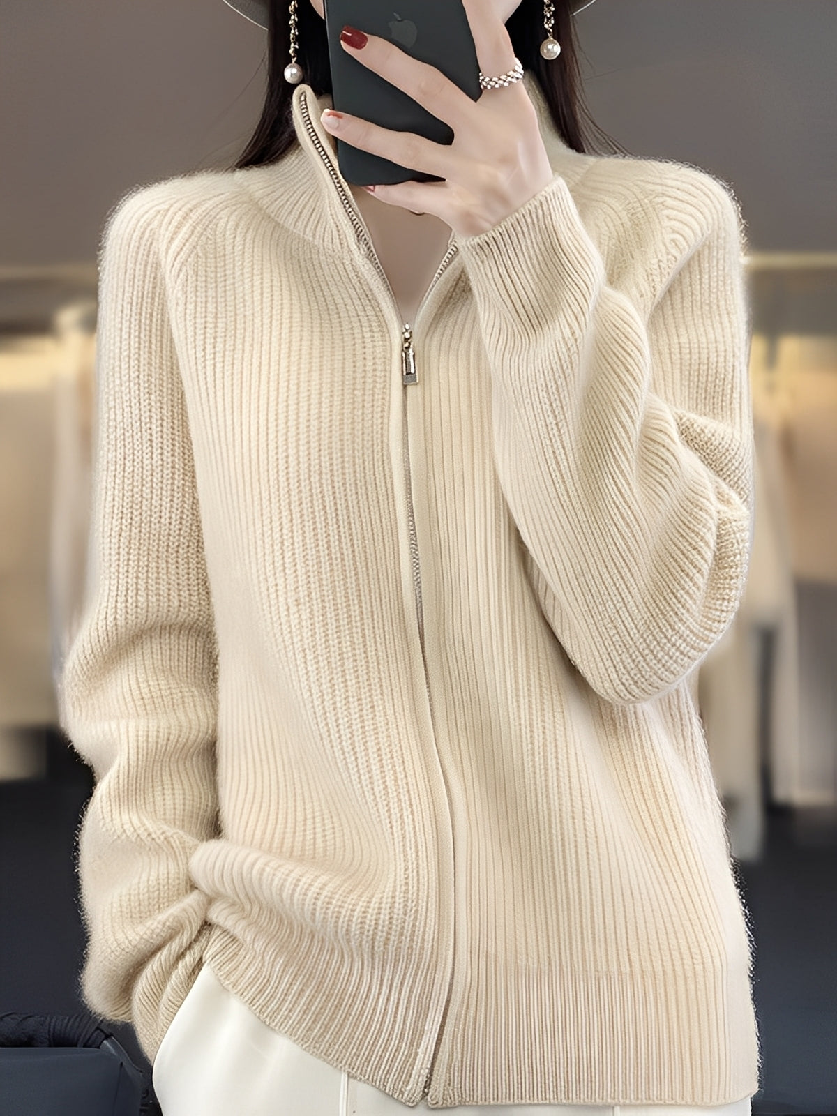 Brylee - Veste en laine moderne avec zip pour femmes