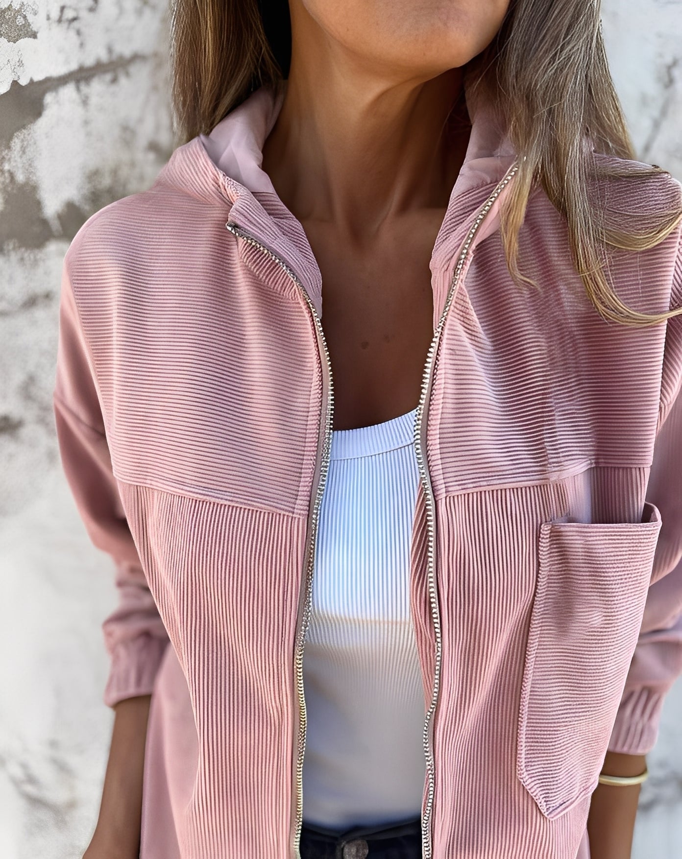 Gillian - Manteau en velours côtelé avec capuche pour femmes
