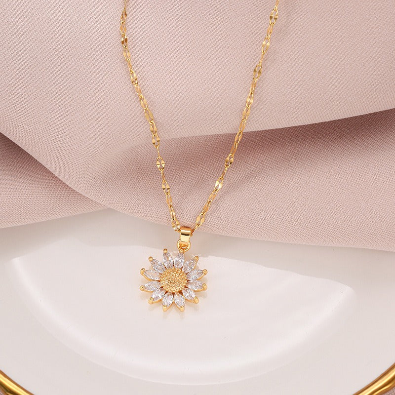 Jennie – Collier de tournesol en cristal avec finition dorée