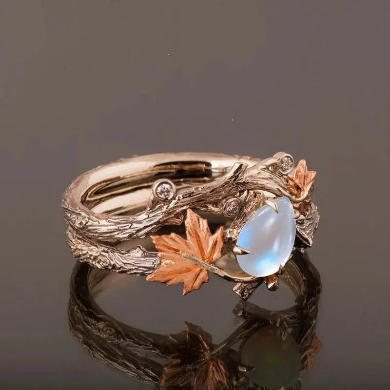 Ysia – Bague de pierre de lune en style naturel