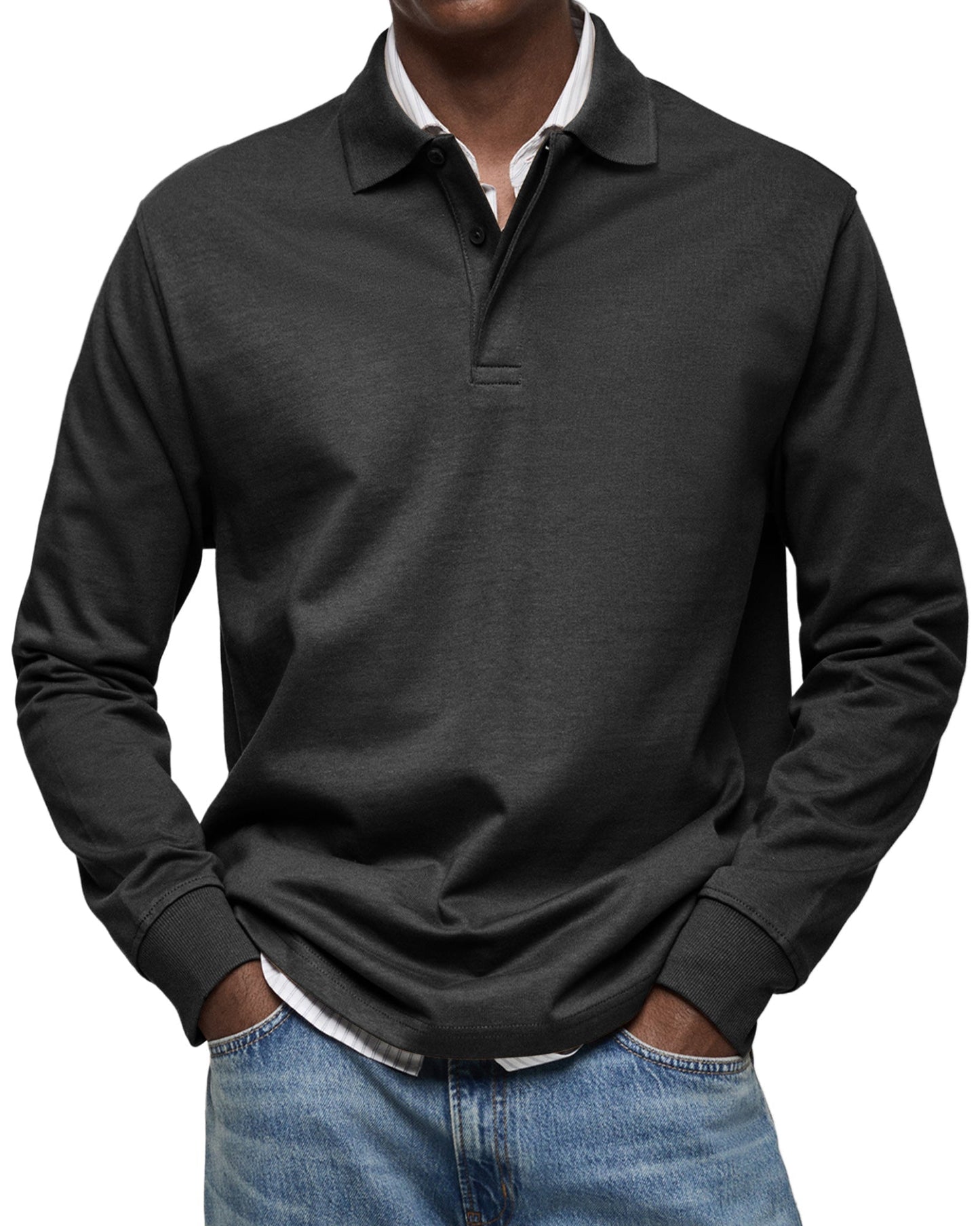 Dewey - Polo simple à manches longues pour hommes