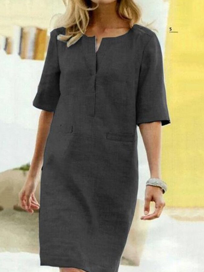 Rieke – Robe droite à col V élégante
