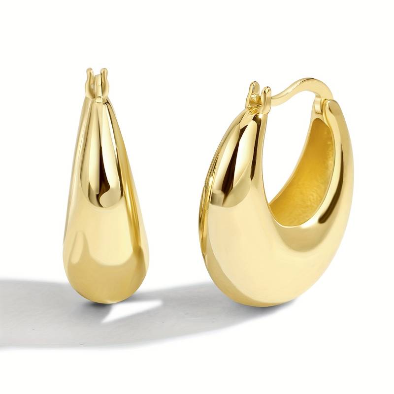 Boucles d'oreilles épaisses en or 18 carats - Boucles d'oreilles ouvertes épaisses