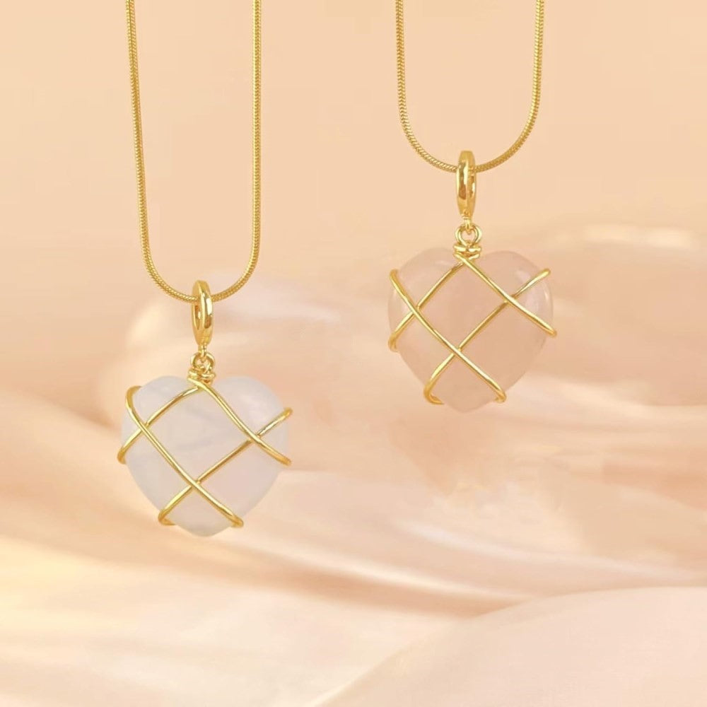 Collier en cœur de pierre précieuse - collier en cœur de princesse