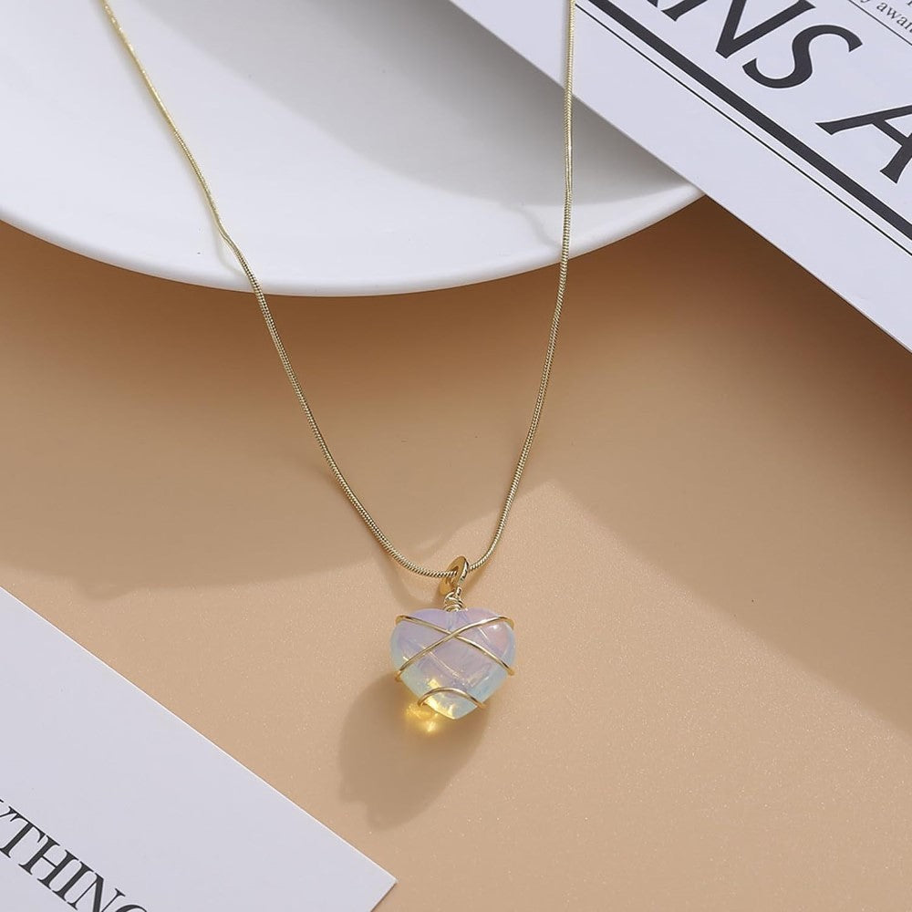 Collier en cœur de pierre précieuse - collier en cœur de princesse