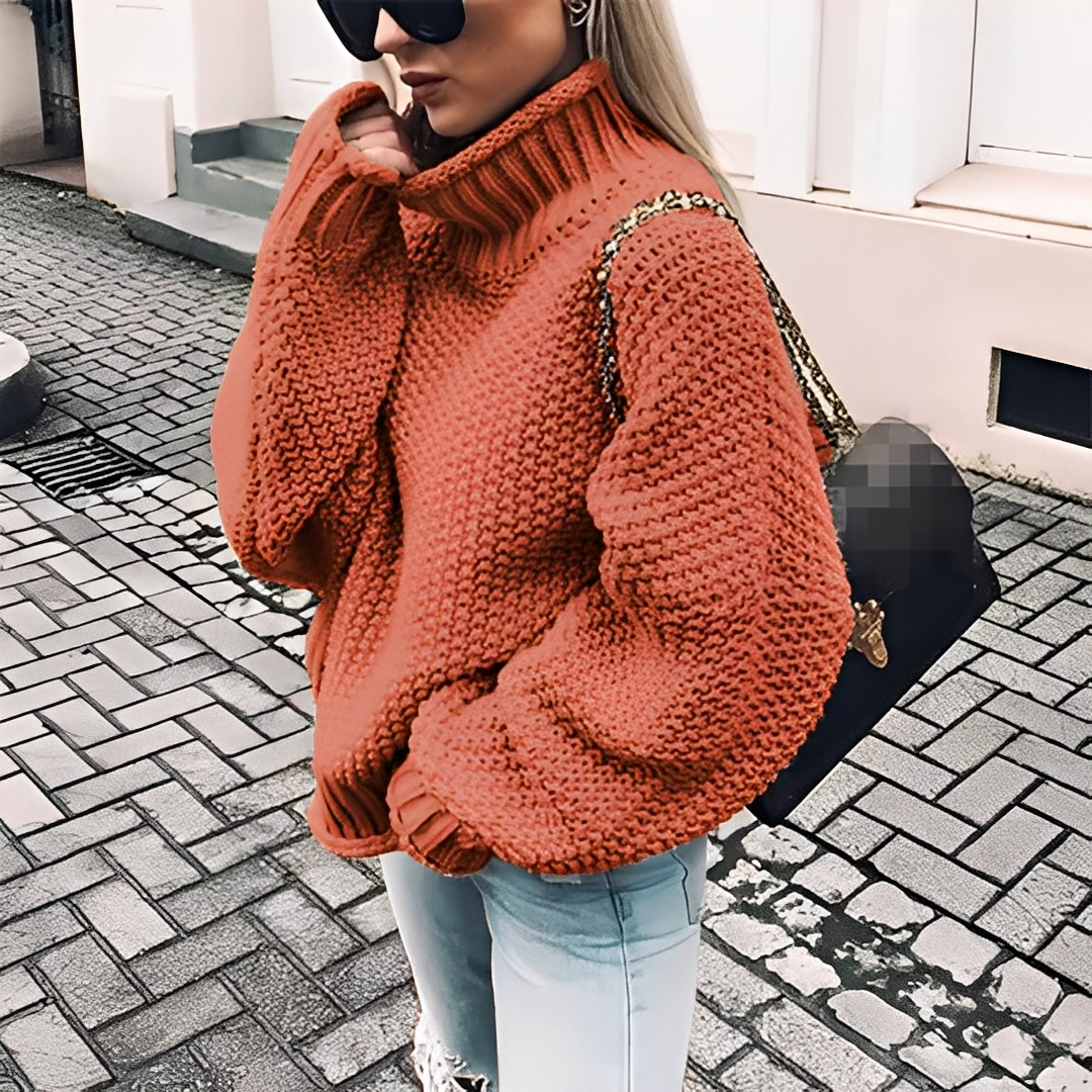 Maëlie - Pull en maille épaisse à col roulé pour femme