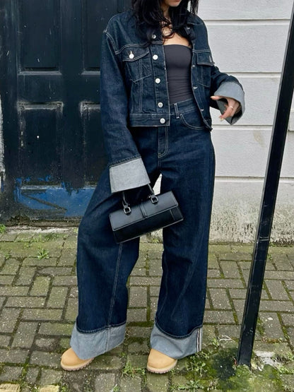 Clara – Ensemble en Denim avec Veste Trucker & Jean Taille Haute