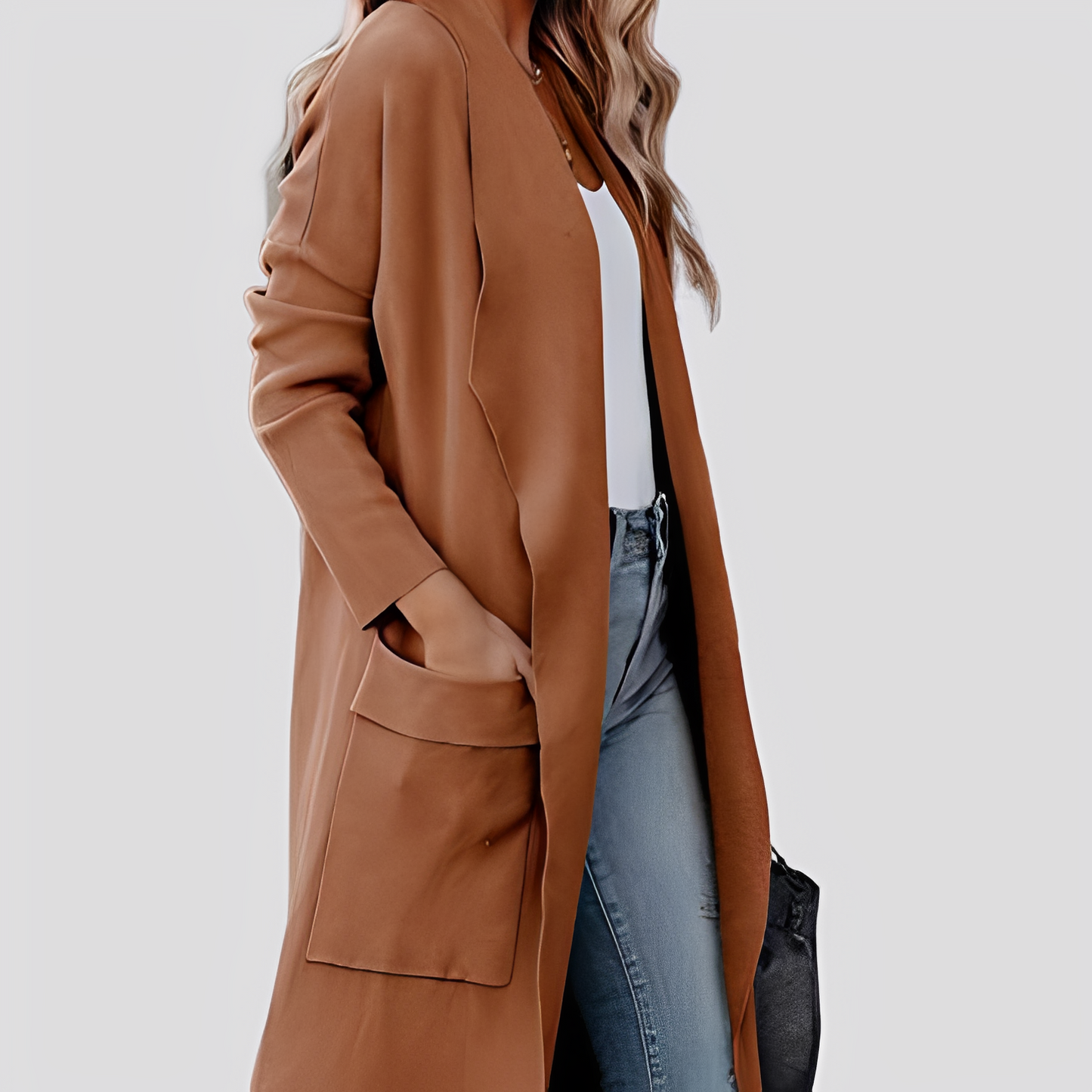 Chantal - Long cardigan en tweed décontracté pour femmes