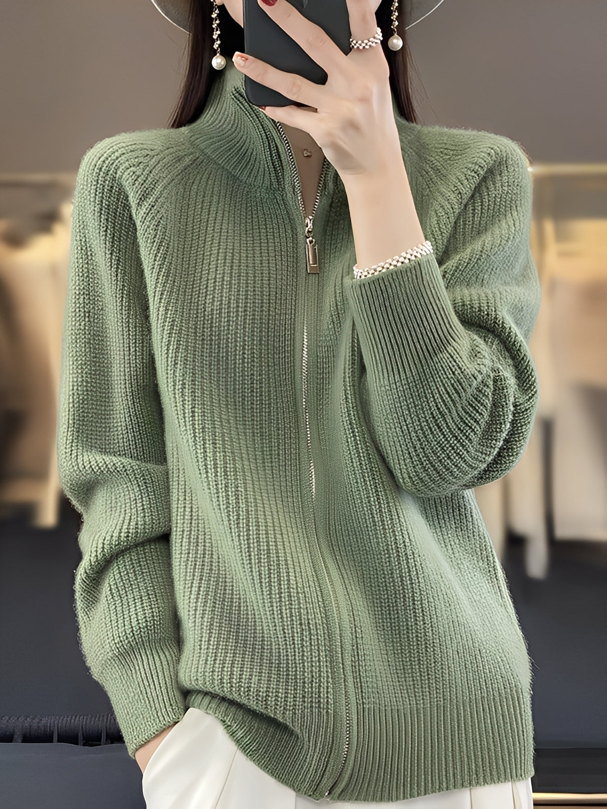 Brylee - Veste en laine moderne avec zip pour femmes