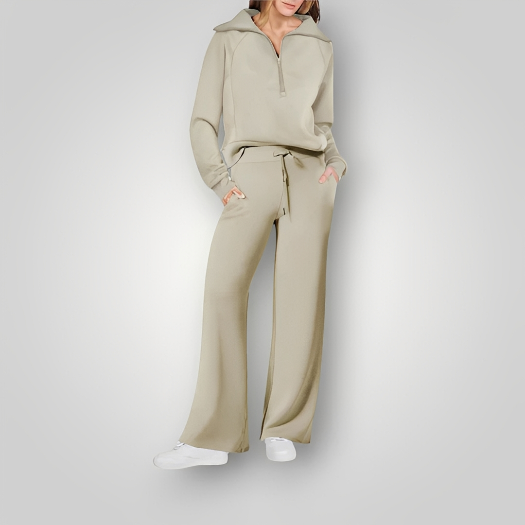 Jocilyn - Ensemble chaud en 2 pièces avec demi-zip pour femmes