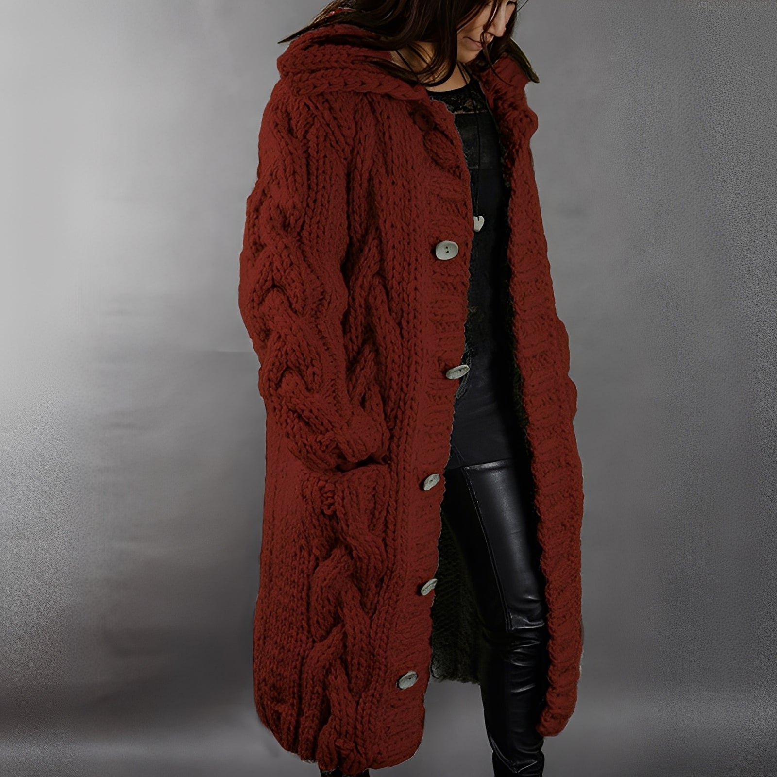Arielle - Élégant cardigan long en laine pour femmes
