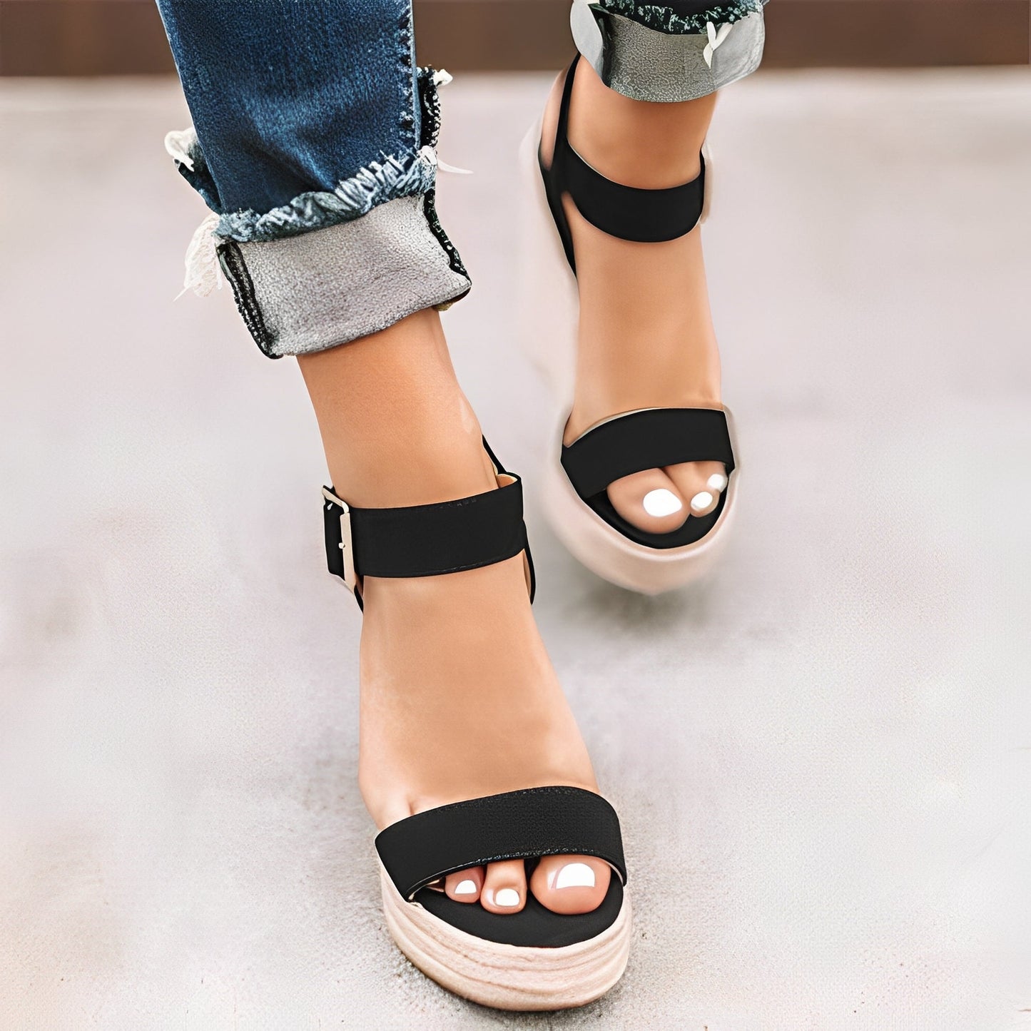 Annalee - Sandales à talons compensés simples à brides pour femmes