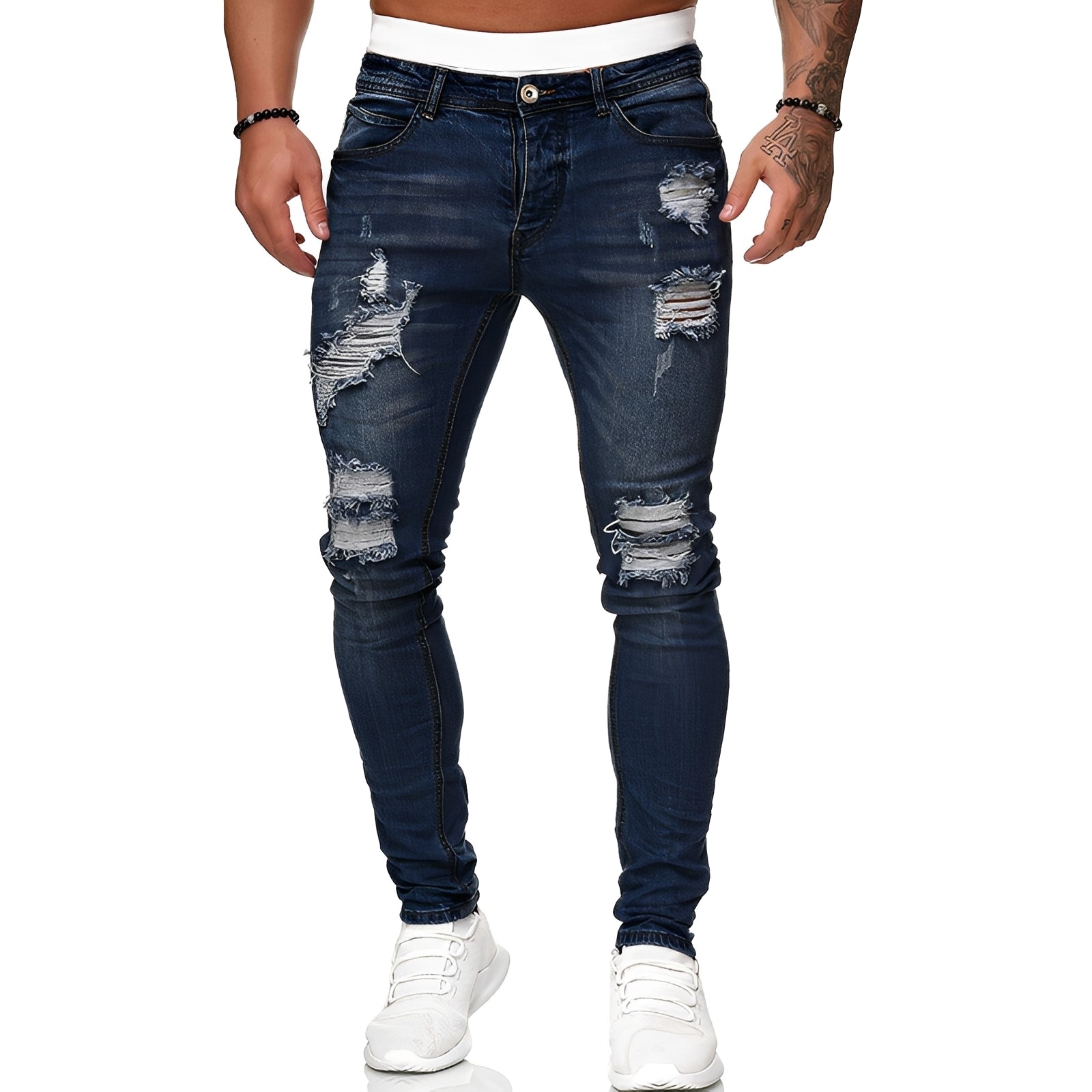 Annie - Jean skinny décontracté avec déchirures pour hommes