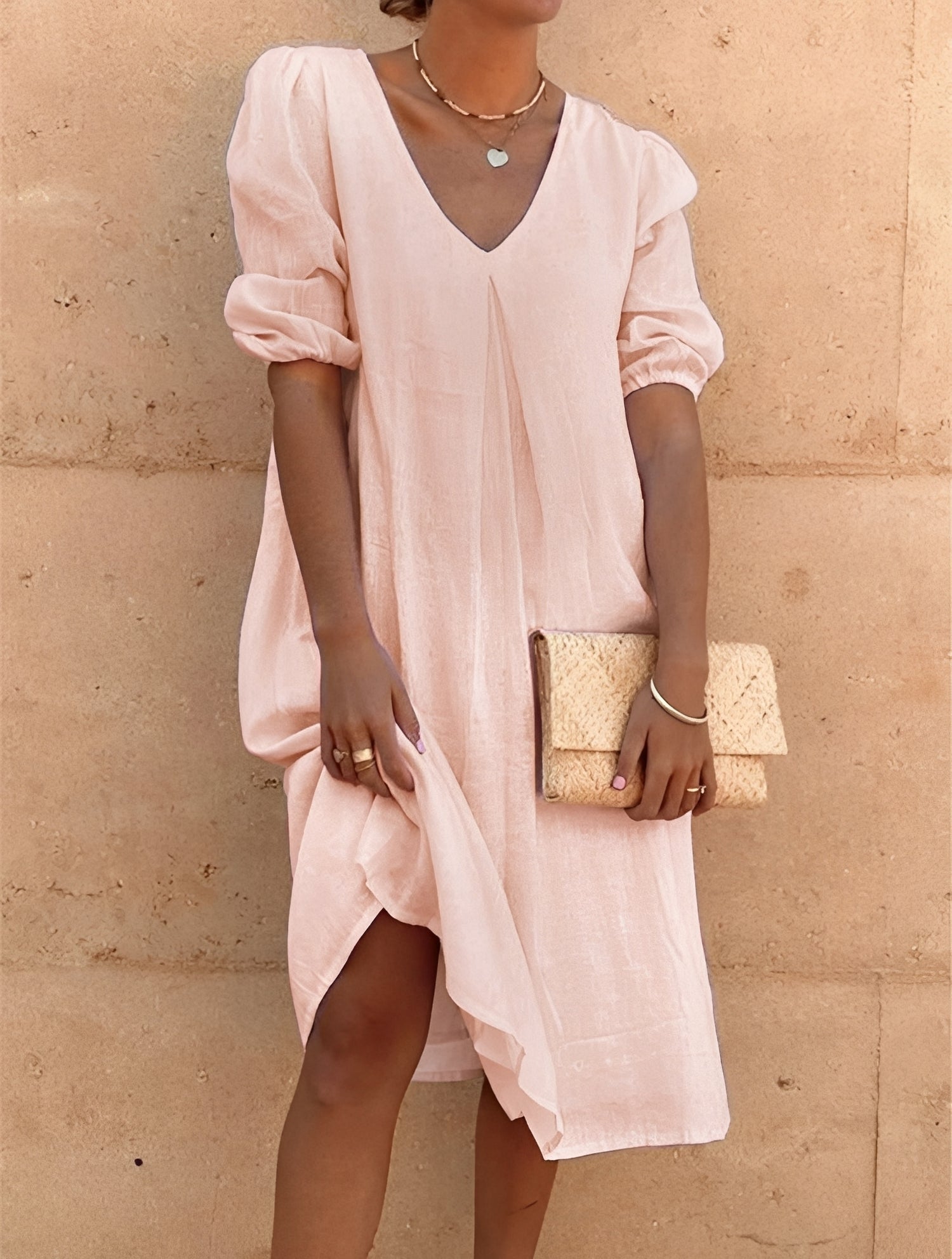 Nancy - Robe midi décontractée et ample pour femmes