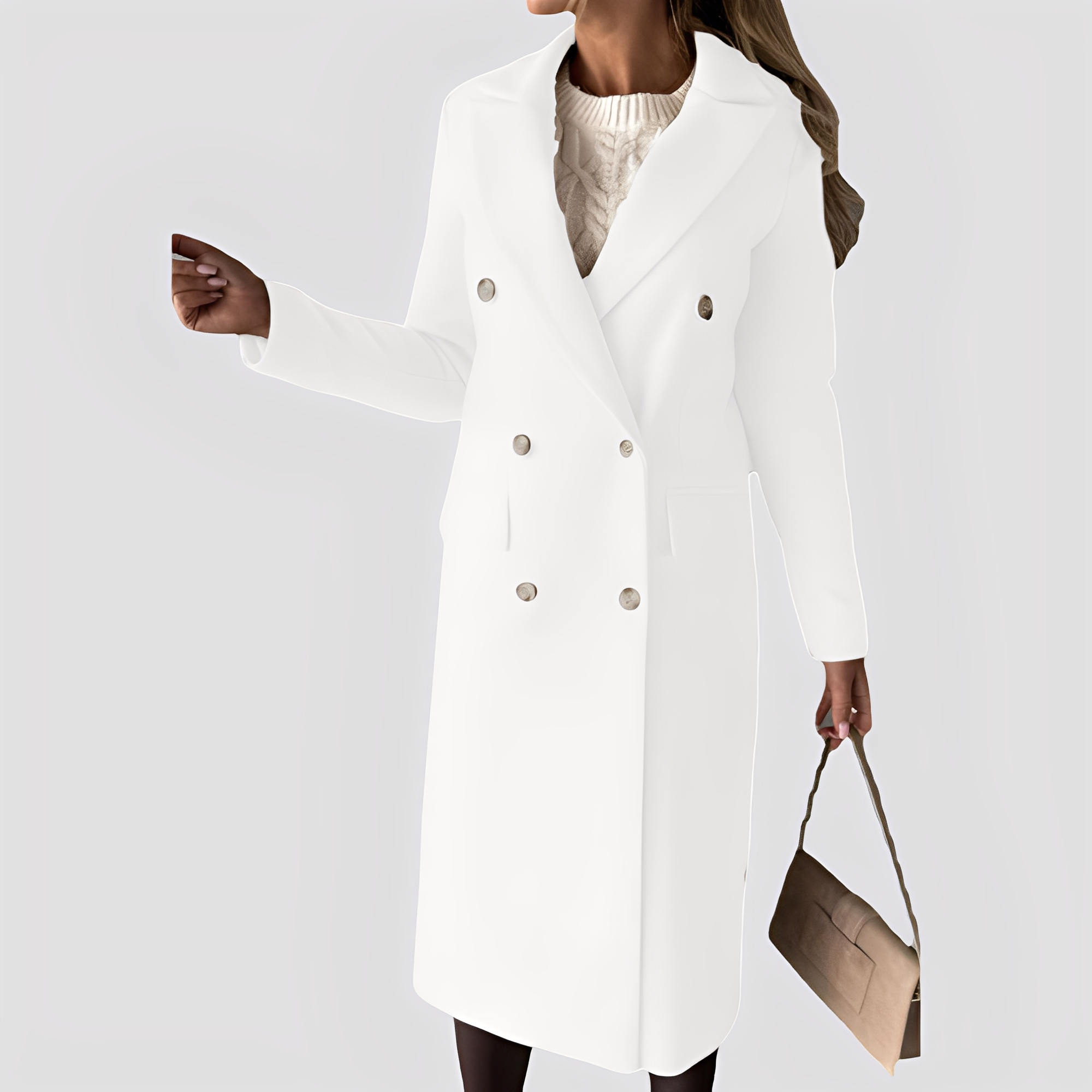 Jasmin - Manteau long chic pour femmes à double boutonnage