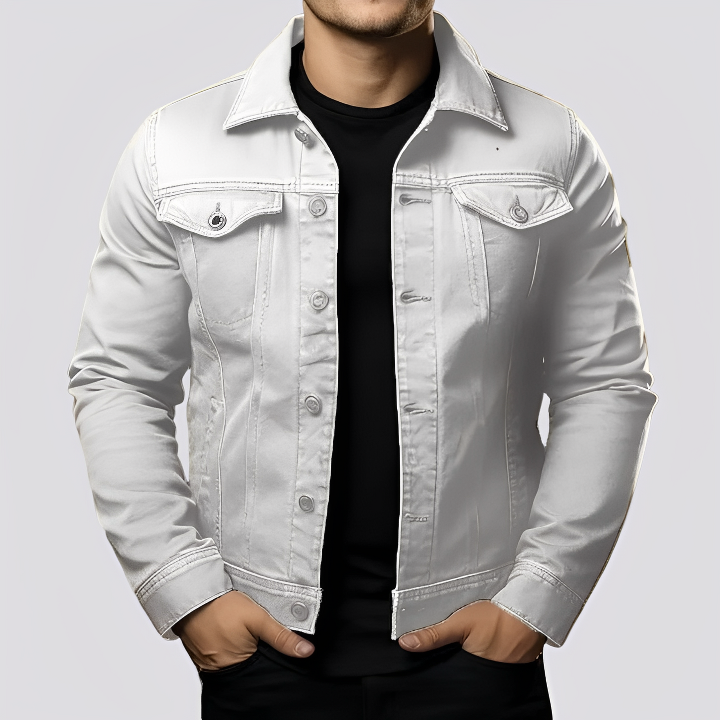 Maxwell - Vintage denim jacket for men in thick jeans fabric