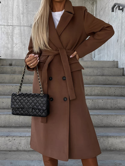 Evelyn - Manteau croisé élégant avec long col pour femmes