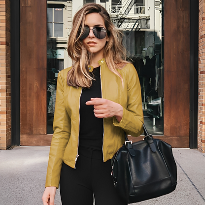 Lysiane - Veste d'hiver en cuir élégante pour femme