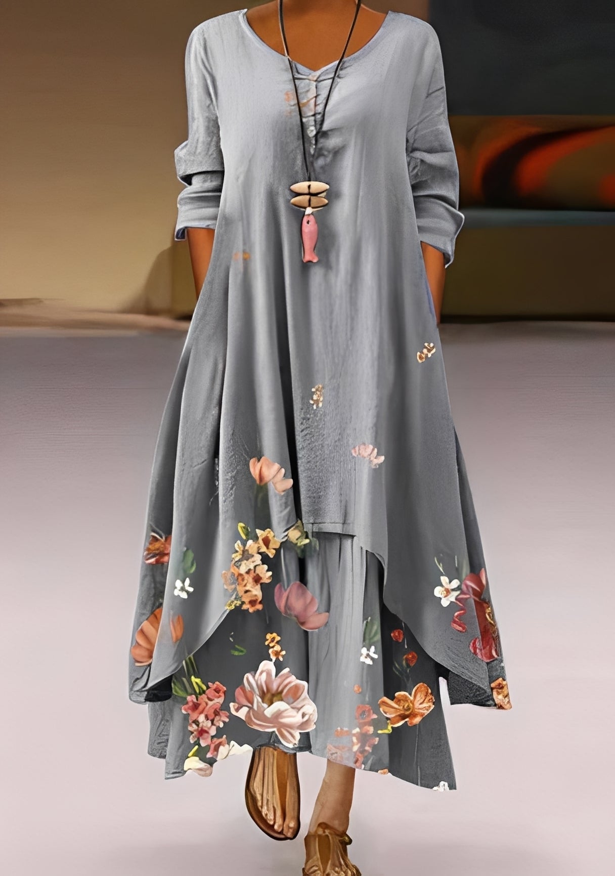 Belle - Robe élégante et ample avec imprimé pour femmes
