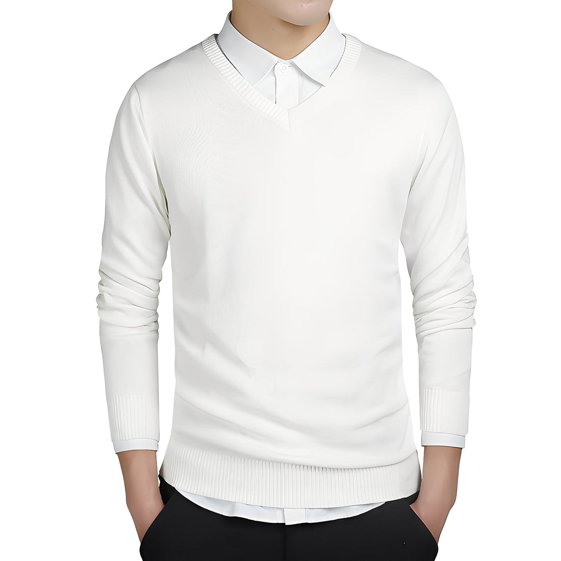 Tom - Pull décontracté pour homme avec col en V