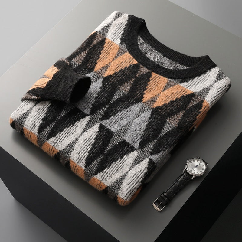 Hank - Elegant sweater with geometric pattern for men
