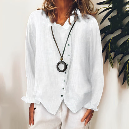 Madelina - Blouse femme en lin avec manches longues
