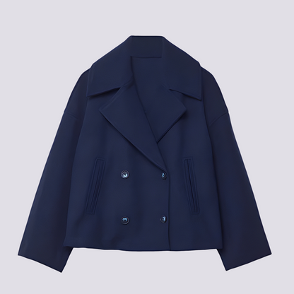 Bethney - Veste courte élégante en laine avec col à revers pour femmes