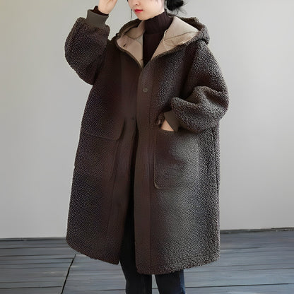 Nydia - Manteau chaud en laine avec capuche pour femmes