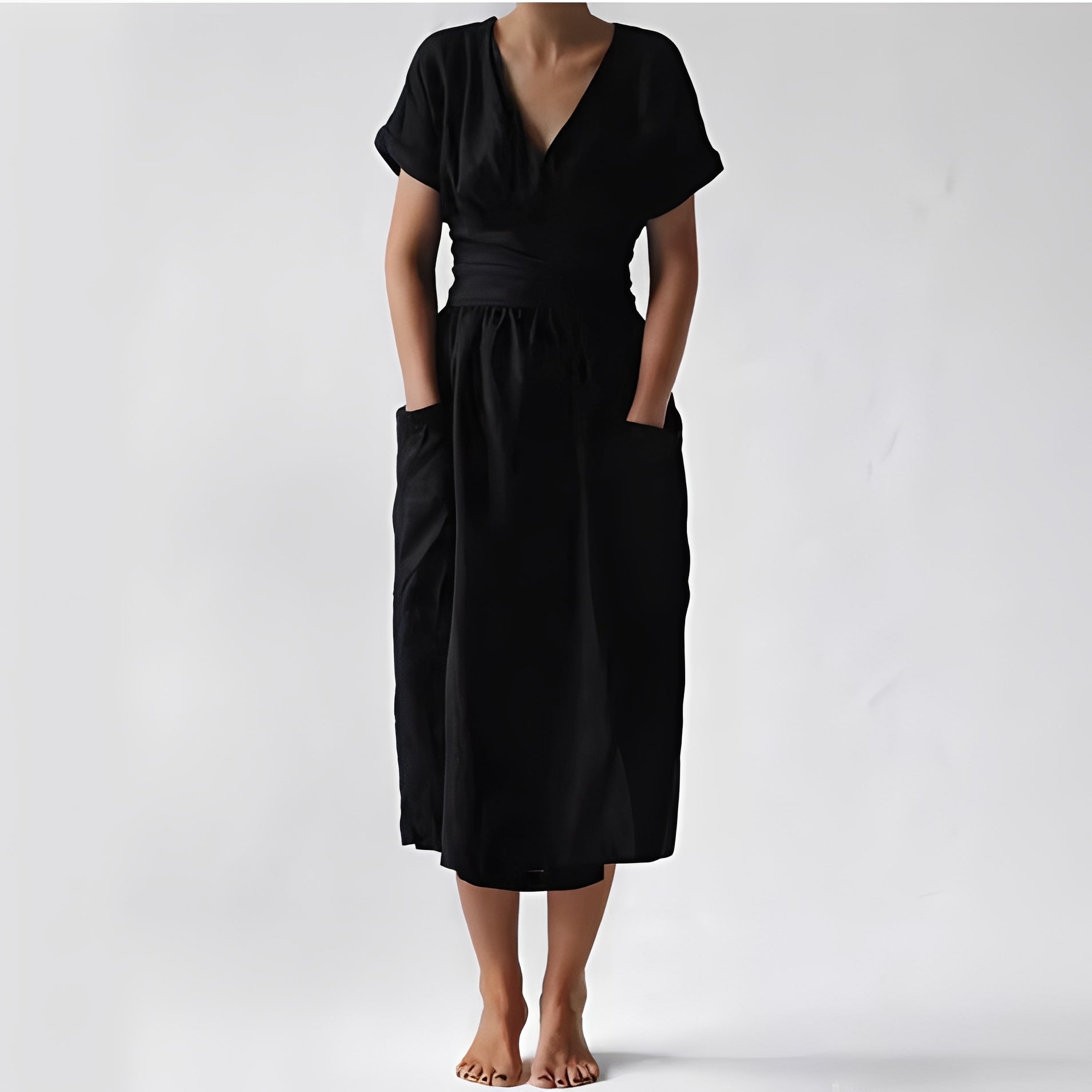 Sasha - Robe portefeuille décontractée avec poches