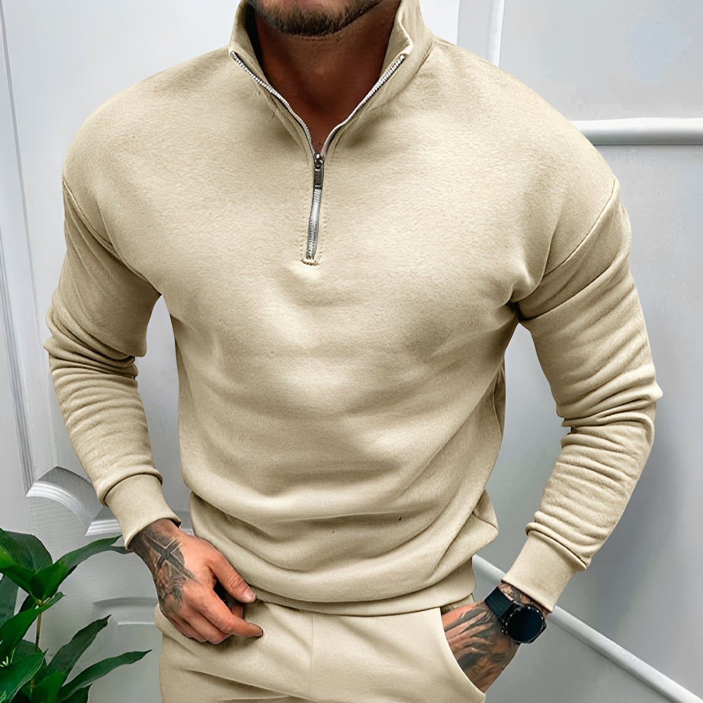 Robbie - Lässiger Pullover mit halbem Reißverschluss für Herren