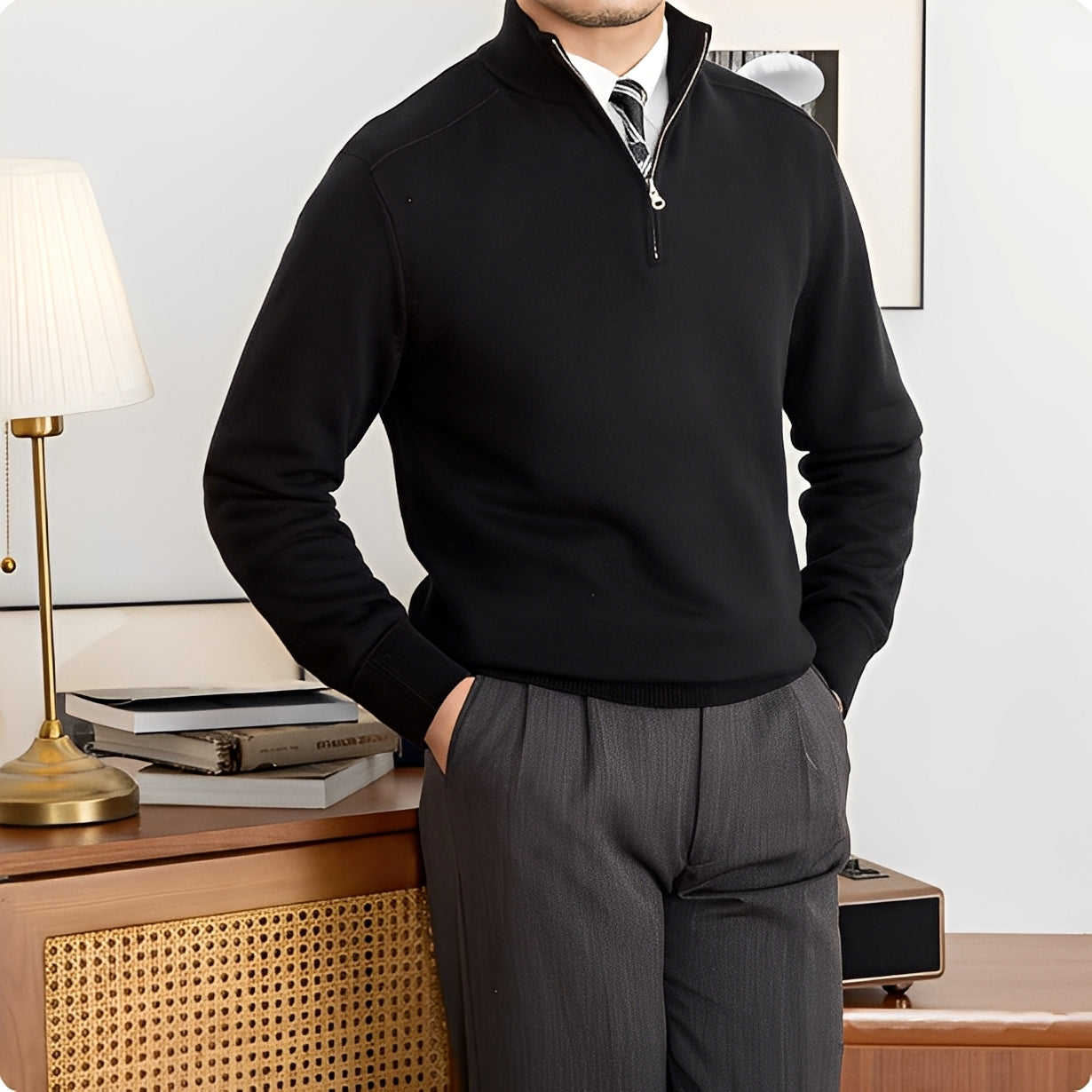 Wystan - Moderner gestrickter Wollpullover für Herren