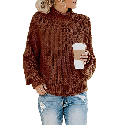 Evalyn - Pull en maille décontracté à col haut pour femmes