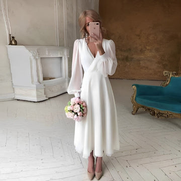 Carla - Robe longue stylée et fluide à manches longues pour femmes