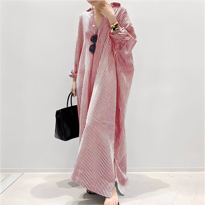 Davida - Robe chemise décontractée à rayures pour femmes