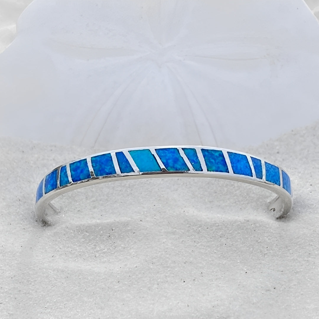 Ocean – Bracelet en opale bleue et argent