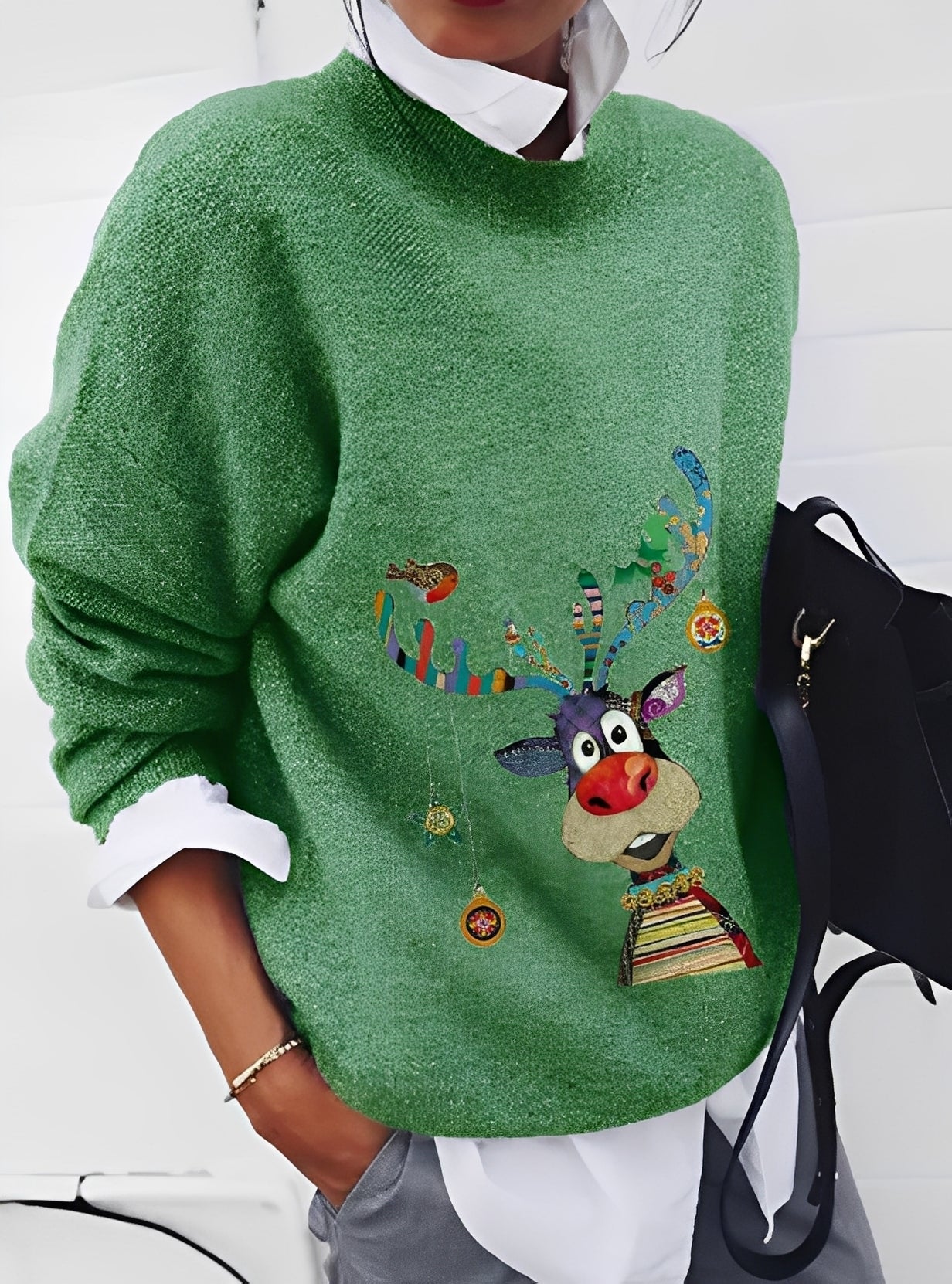 Milly - Pull à la mode, coupe large avec motif pour femmes