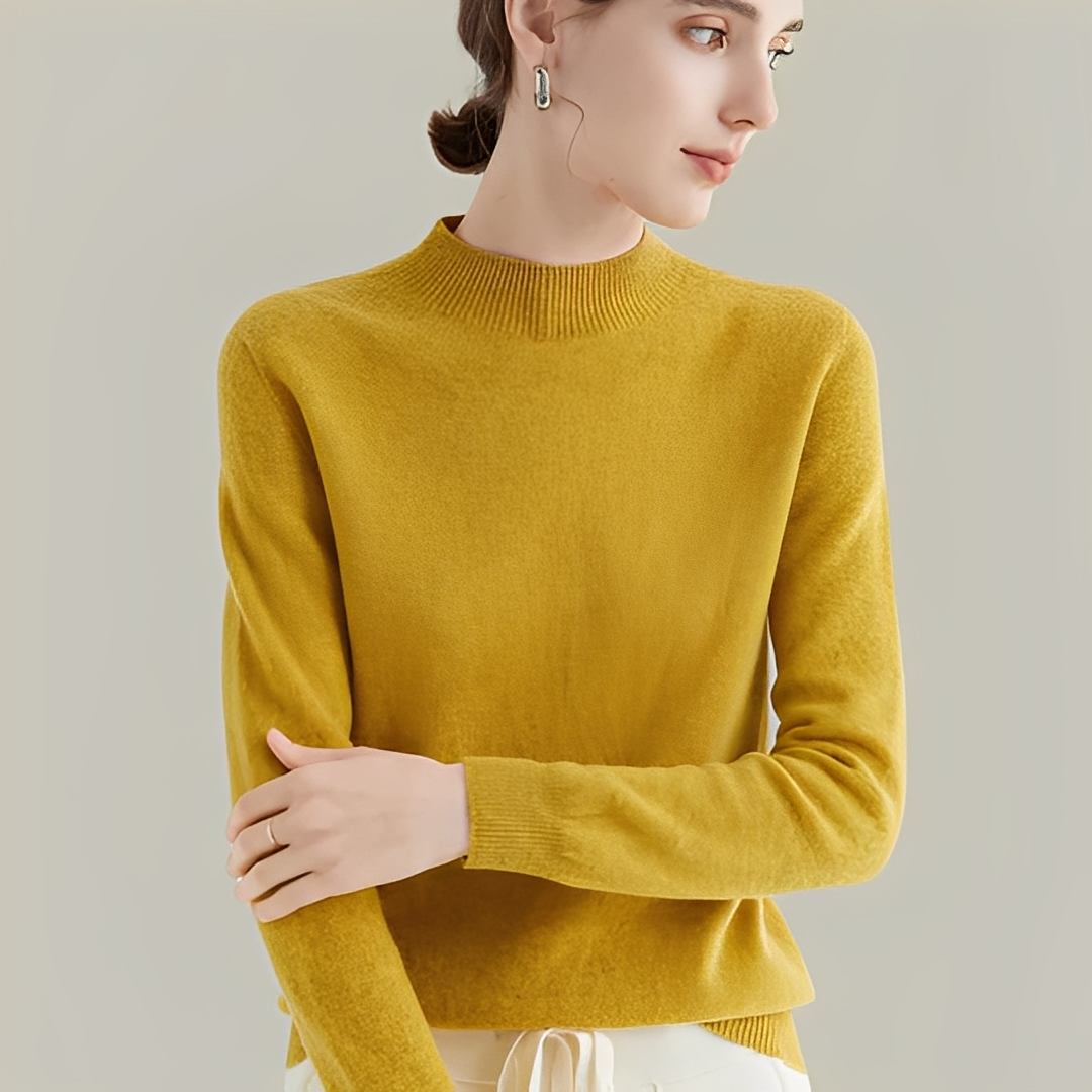 Martine - Pulls en laine à coupe ajustée avec col montant pour femmes