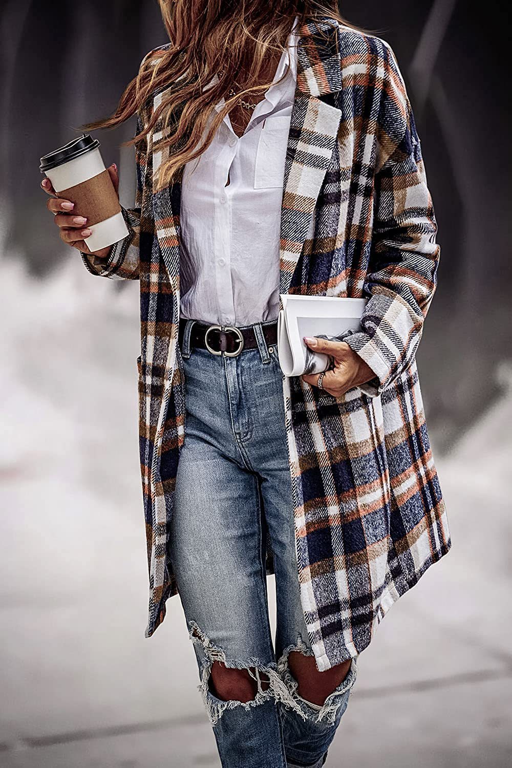 Annie - Elegant Checked Coat for Women