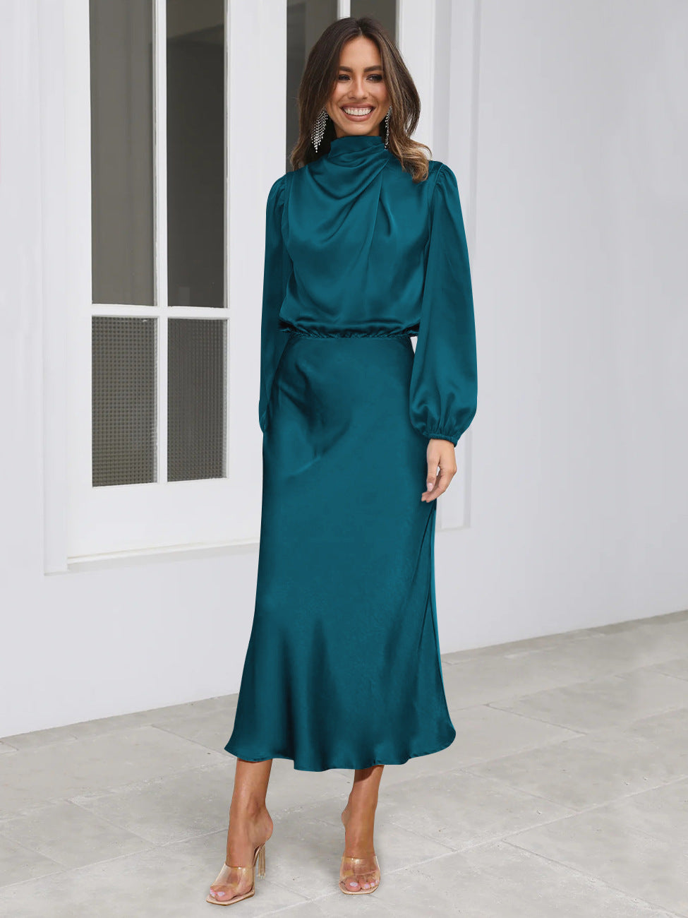 Danica - Robe élégante à manches longues pour femmes avec col halter
