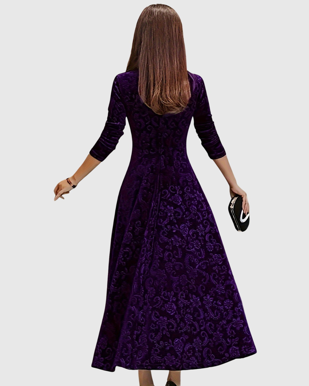 Amandine – Robe Midi Évasée Florale Élégante