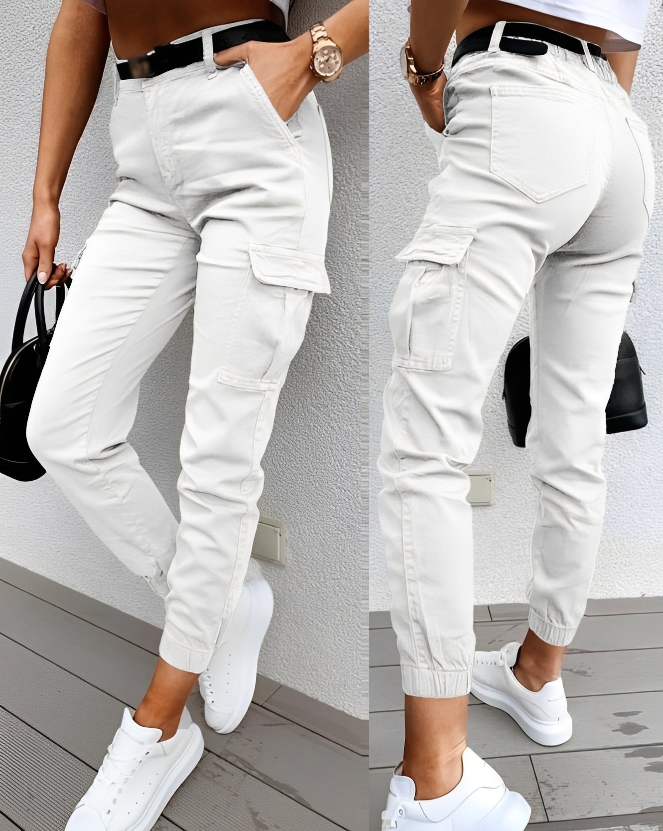 Carrie - Pantalon cargo stylé à taille haute pour femmes