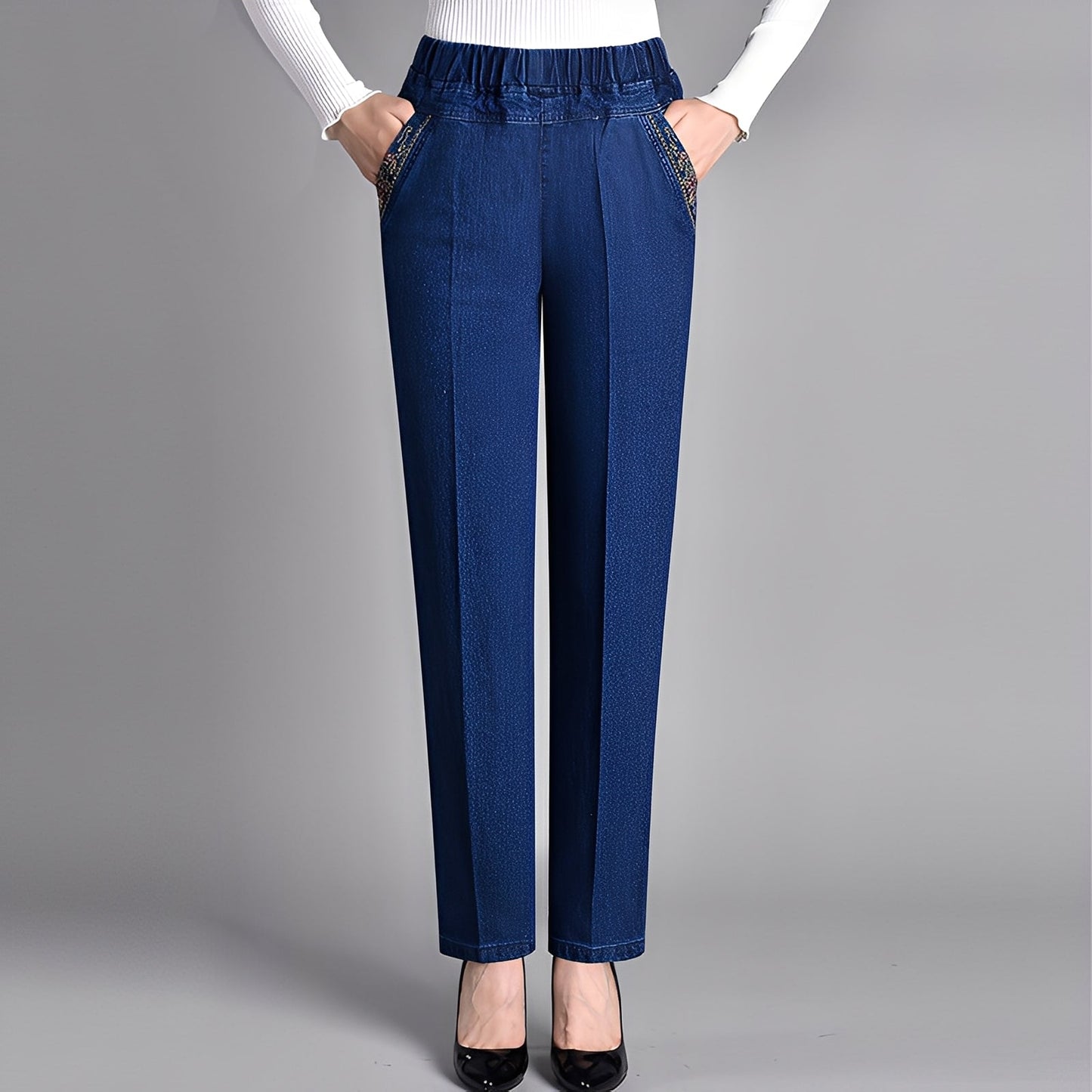 Doriane - Basic trousers with elastic waistband for women
