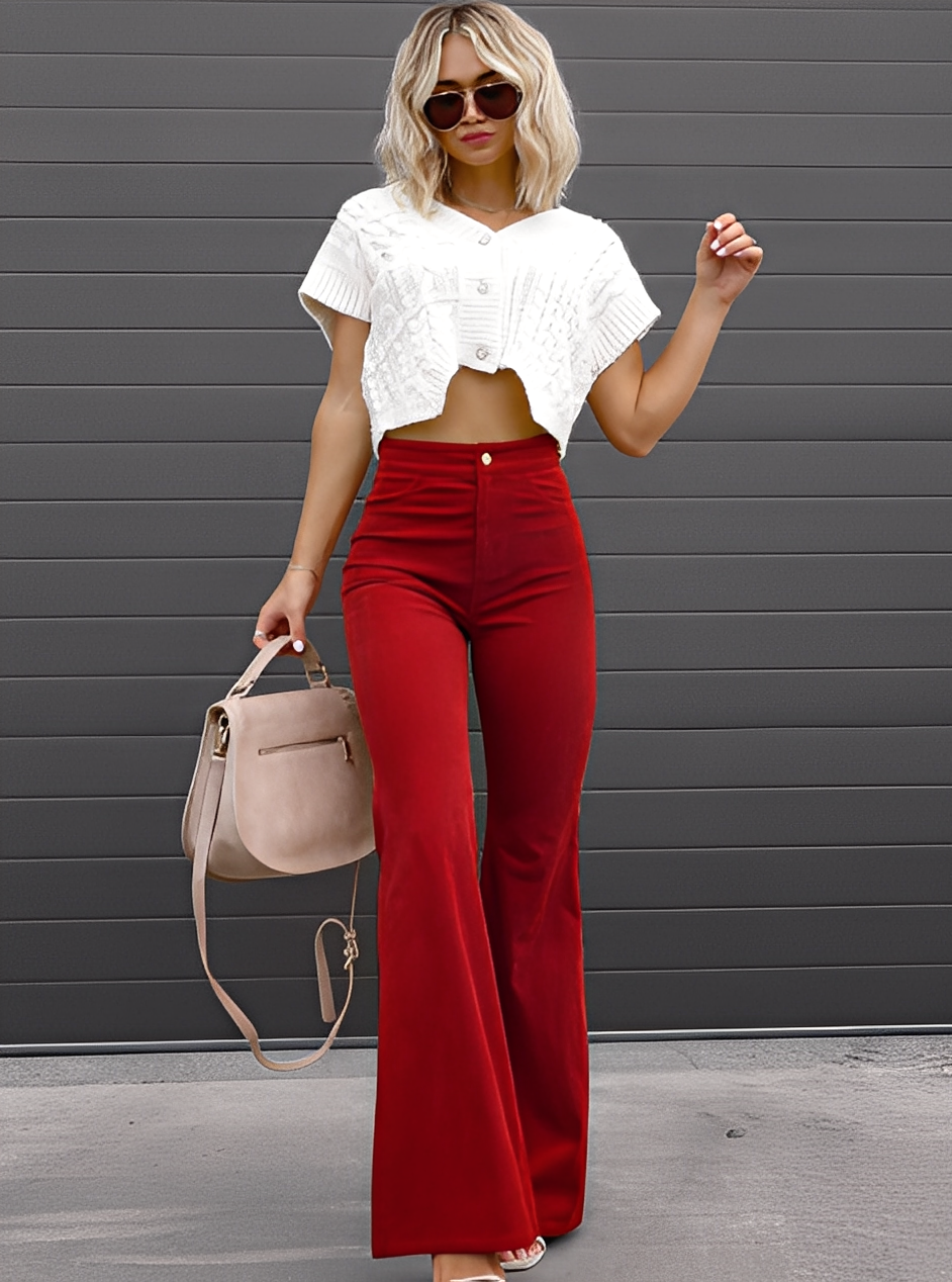 Deziree - Pantalon large et décontracté taille haute pour femmes