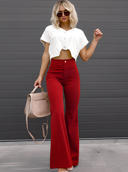 Deziree - Pantalon large et décontracté taille haute pour femmes